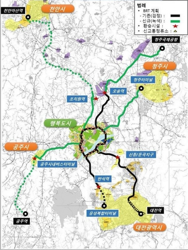[사진]=2022년 추진중인 BRT 세종~공주 계획노선
