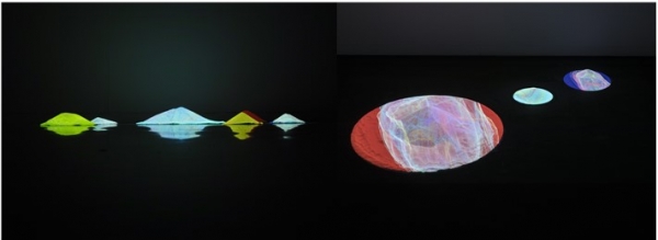 노상희, 감정, 울림, 감각 Emotions, Vibrations, Senses media projection, fragments of glass, media player, dimensions variable, 2018