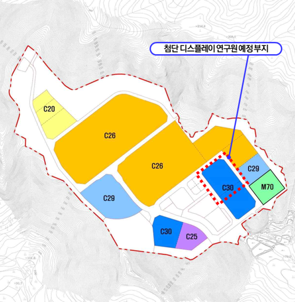 첨단 디스플레이 연구원 예정부지 위치도.