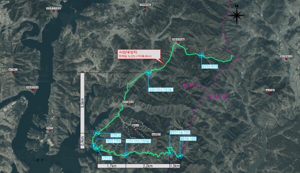 청주시는 19일 상당구 문의면 소전리, 문덕리, 묘암리, 마동리에 이르는 총길이 16㎞ 구간 탐방로 조성을 완료하고, 준공을 기념하기 위한 걷기 행사를 가졌다고 밝혔다.