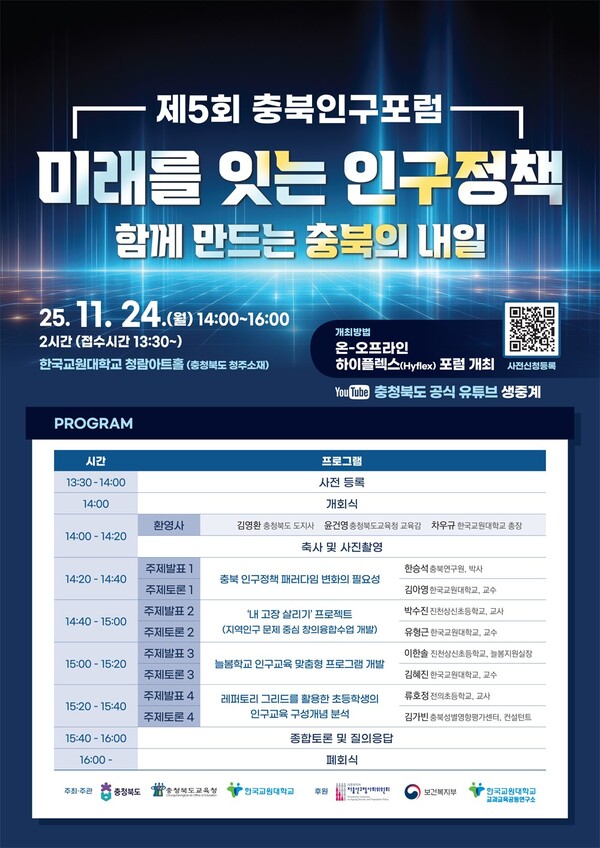 ‘제5회 충북인구포럼’ 행사 포스터.